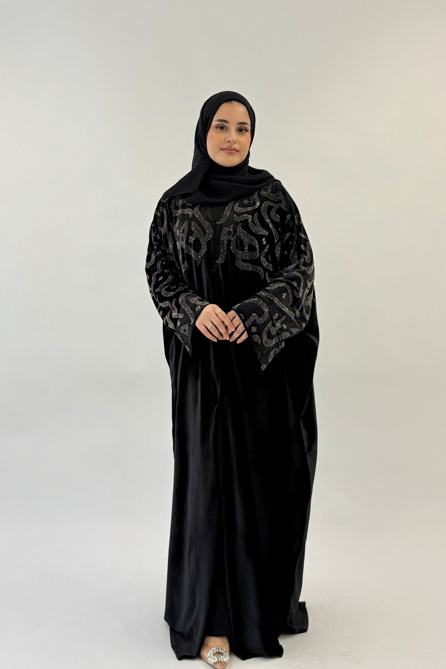 Amira - Arabic embellished velvet abaya