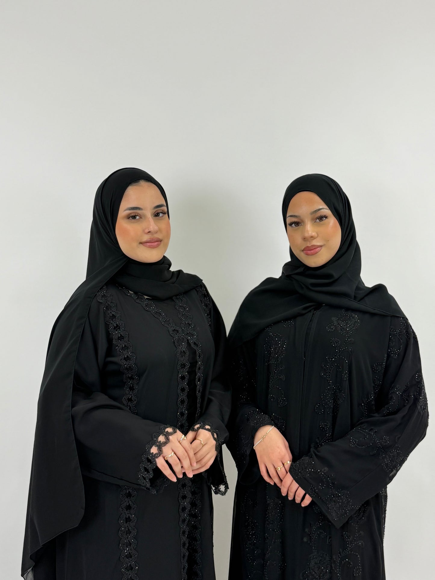 Leena - Black Embellished Cut Work Abaya