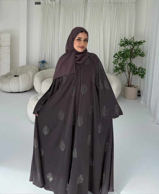 Zahira-Batwing arm stone embellished abaya