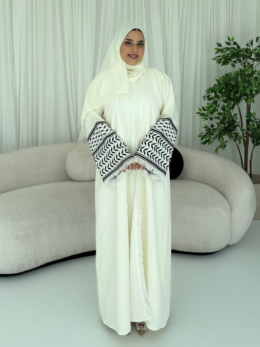 White Keffiyeh Abaya