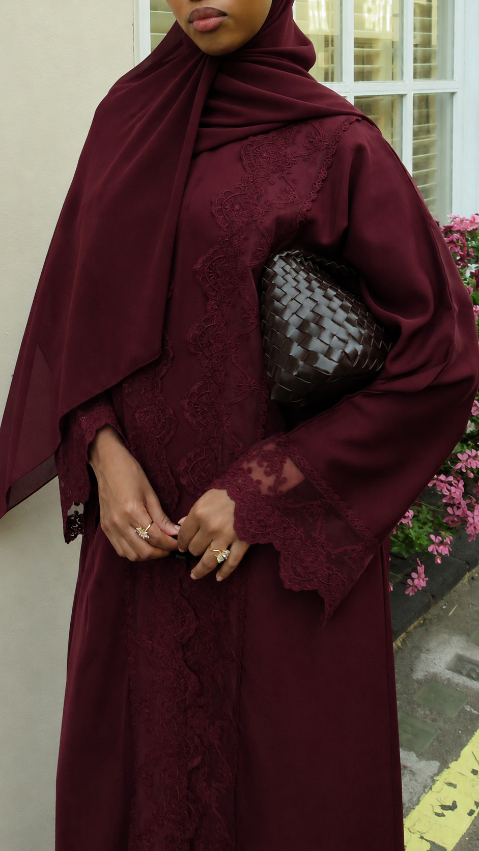 Yara abaya Burgundy